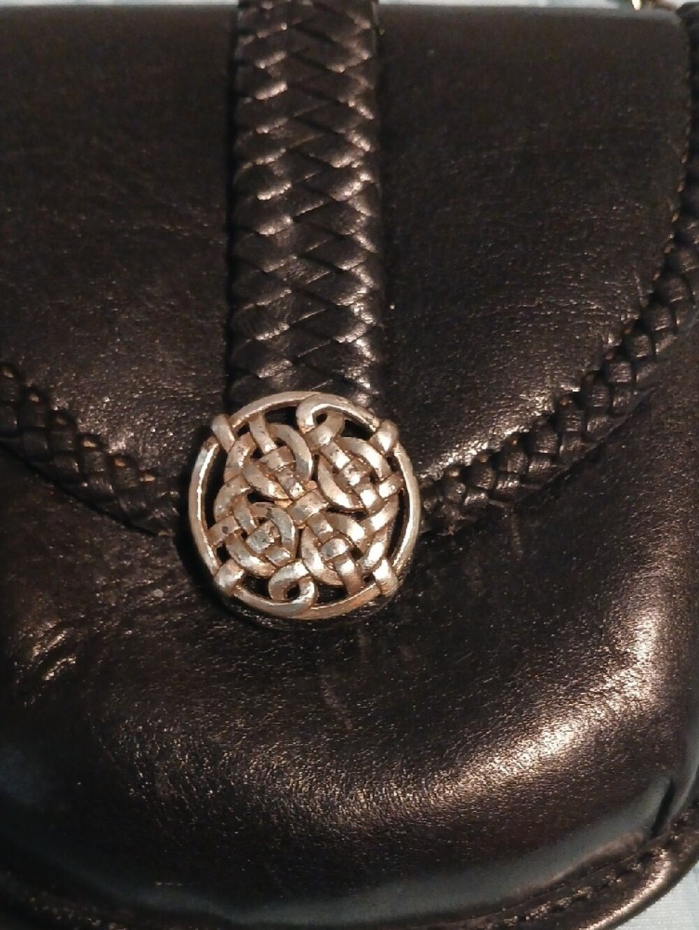 Brighton Black Leather Mini Crossbody with Braided Chain Strap. - Picture 2 of 9